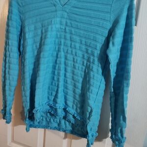 Crown & Ivy Teal Textured Knit Top. Size XS. Great Condition